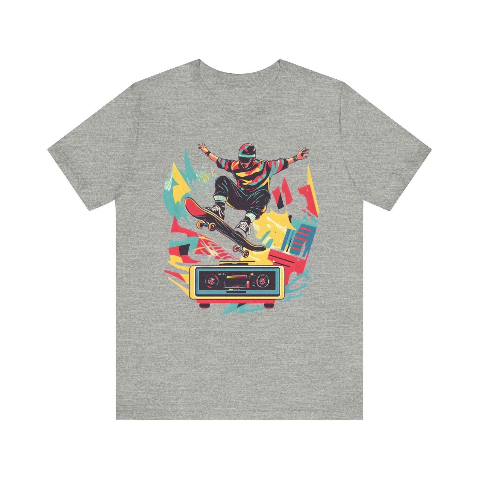 Hip Hop Boombox Skater T Shirt | Athletic Heather Twill Tees